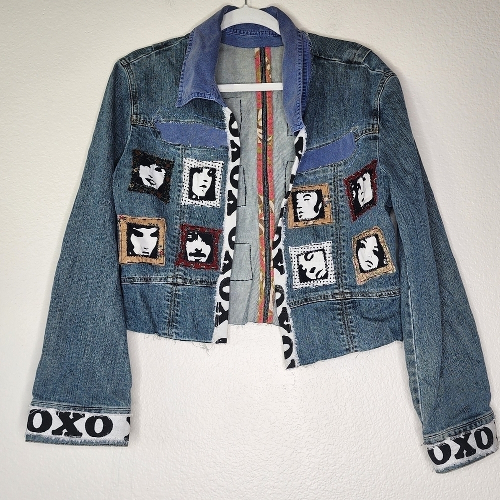 Handmade Graphic Patches Icon Denim Jacket